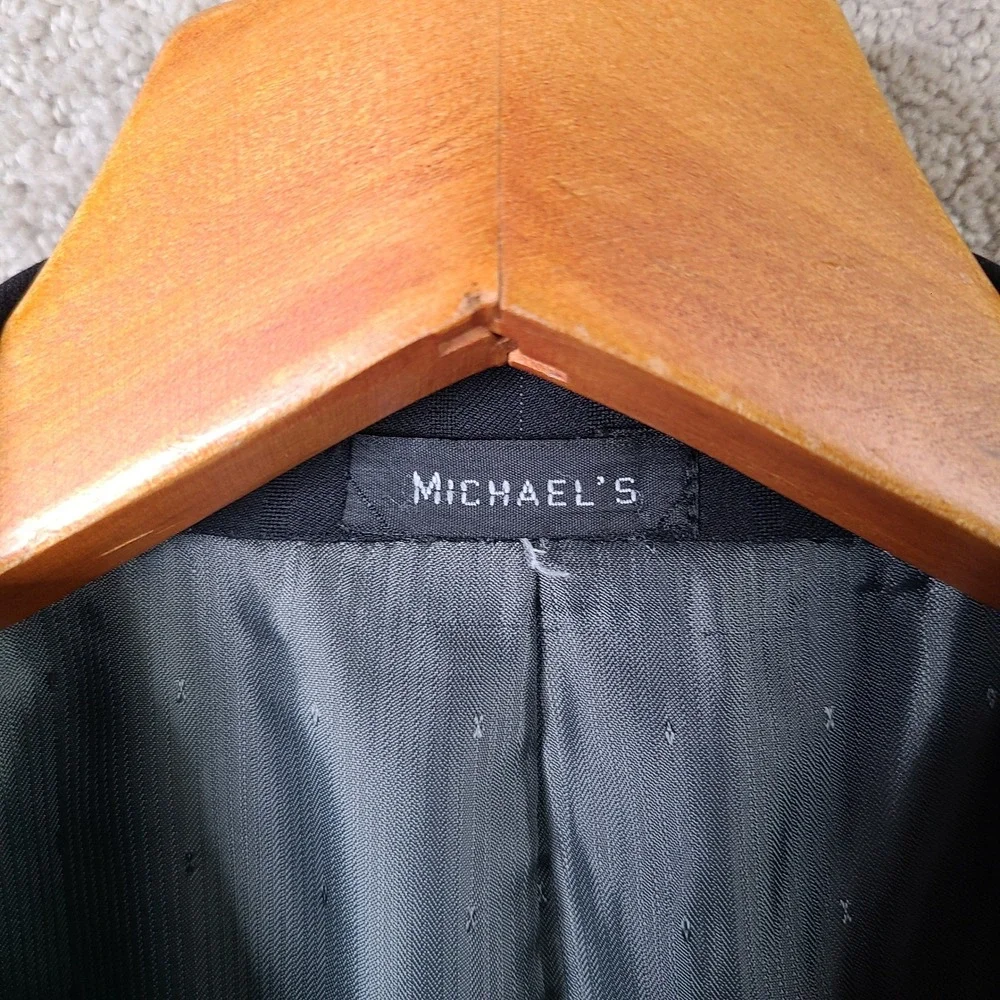 Michael's Jacket Mens 50XL Black Striped Blazer Four Button Peak Lapel Custom